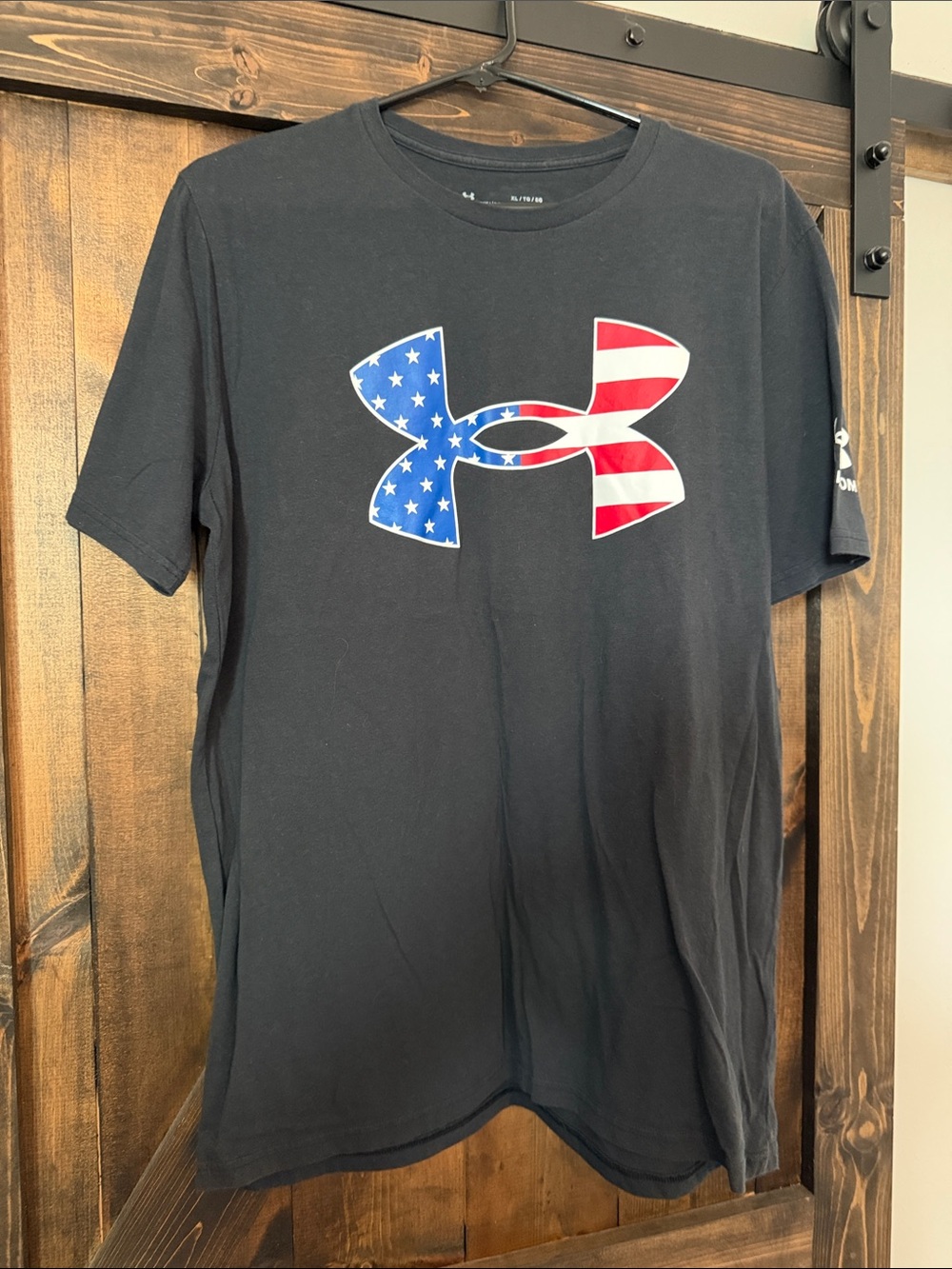 Under Armour Black Short-Sleeve Tee with American Flag Logo